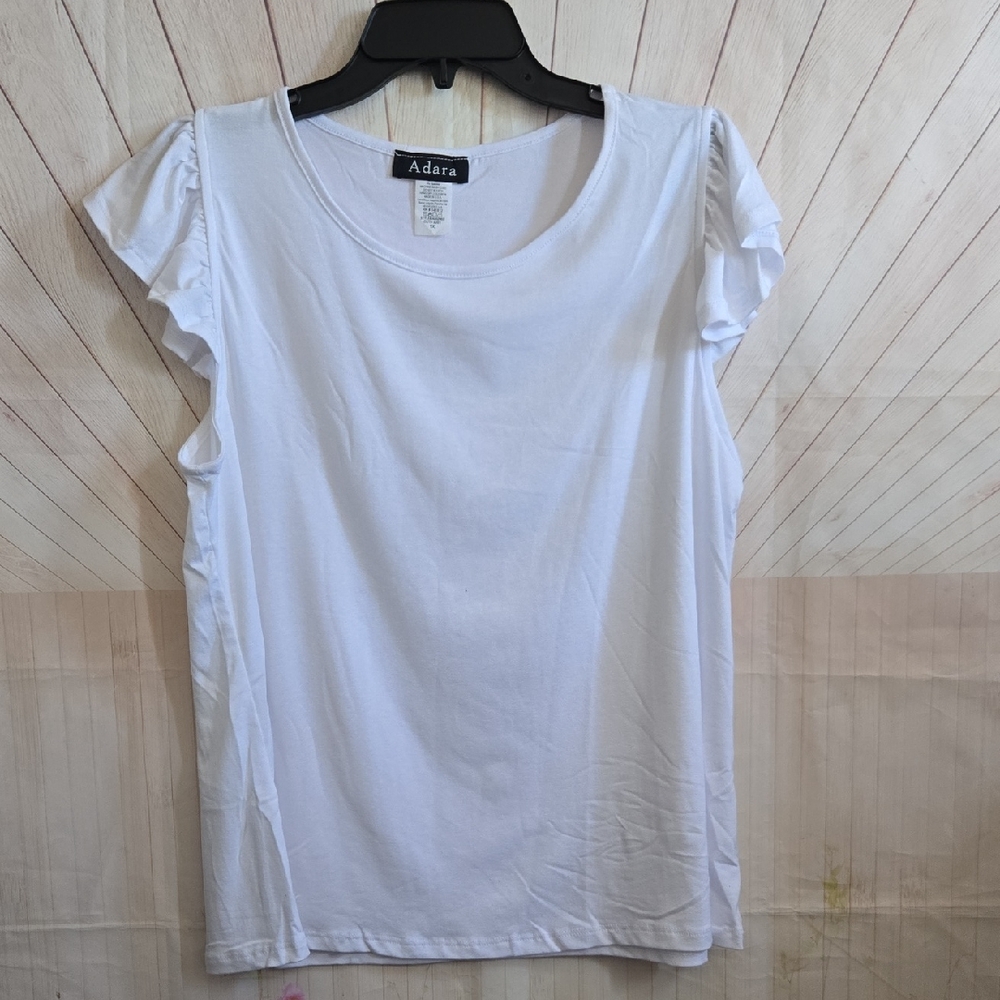 White Women's Top Ruffle 1X Adara